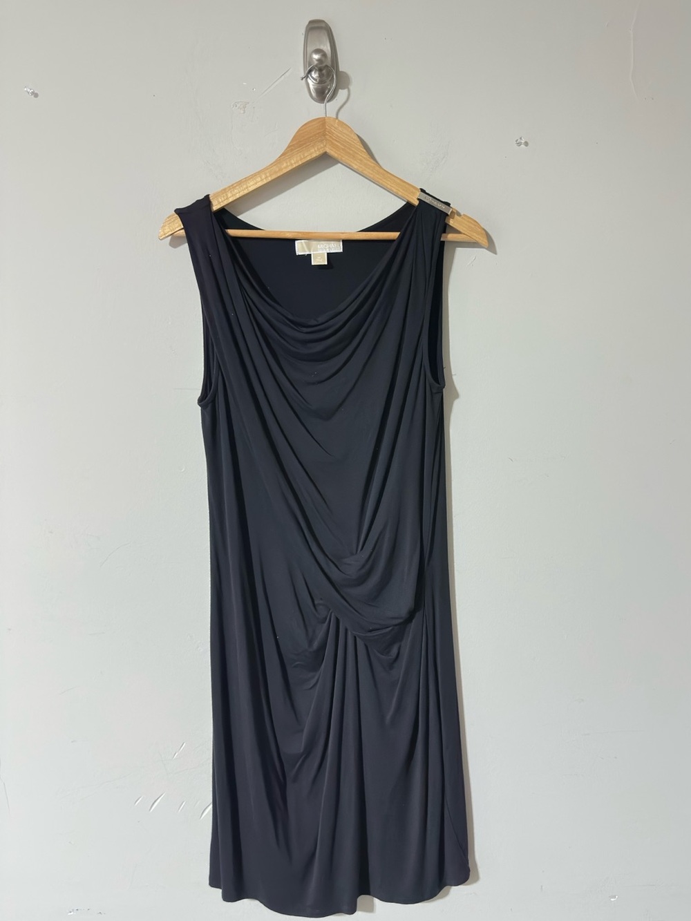 Michael Kors Black Ruched Sheath Dress Sleeveless Size M Classic Career Chic